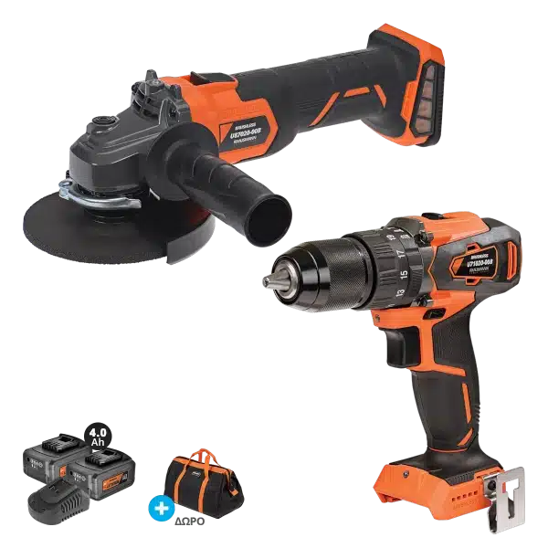 Σετ Δραπ/δα(U71020) Και Γωνιακ. Τροχ.(U87020) Unipower Krausmann 2 Li-ion 4.0A BL 20V Με Τσάντα (US107-24SB)