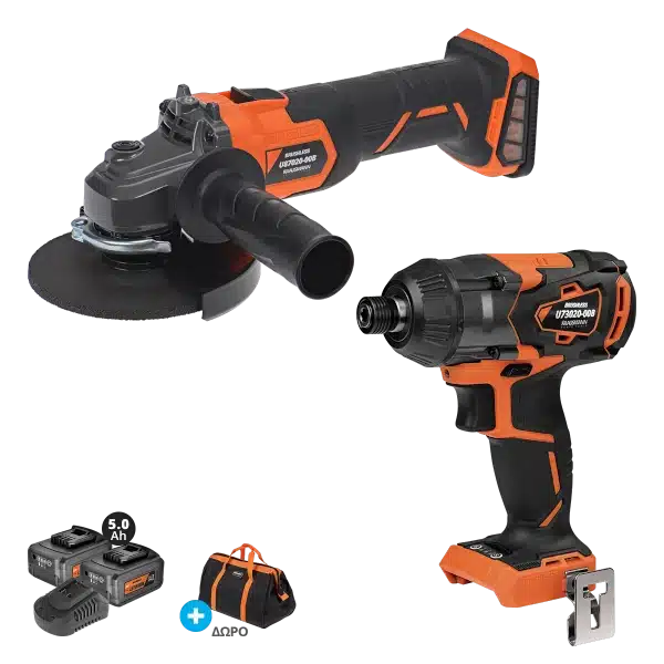 Σετ Κατσ.(U73020) Και Γωνιακ. Τροχ.(U87020) Unipower Krausmann 2 Li-ion 5.0A BL 20V Με Τσάντα (US110-25SB)