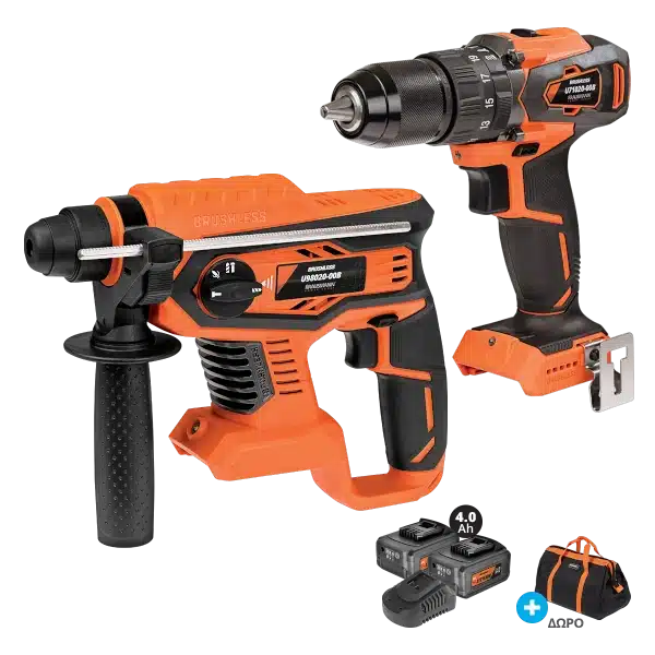 Σετ Δραπ/δα(U71020) Και Πιστολέτα (U98020) Unipower Krausmann 2 Li-ion 4.0A BL 20V Με Τσάντα (US111-24SB)