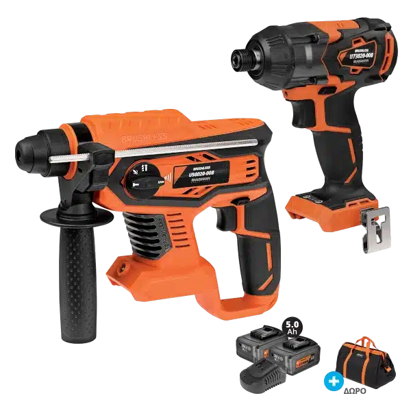 Σετ Κατσ.(U73020) Και Πιστολέτα (U98020) Unipower Krausmann 2 Li-ion 5.0A BL 20V Με Τσάντα (US114-25SB)