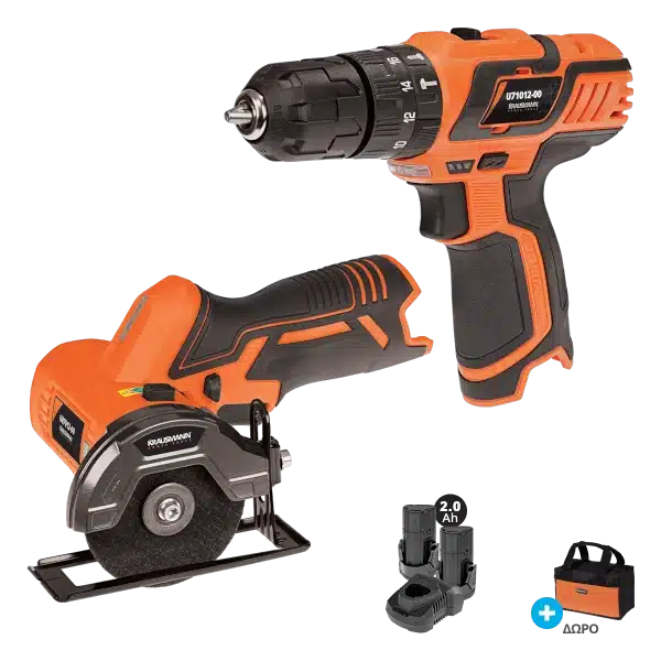 Σετ Δραπ/δα(U71012) + Γων. Τροχοί Mini (U87012) Unipower Krausmann 2 LI-ION 2.0A "BL" 12V Με Τσάντα (US120-22S)