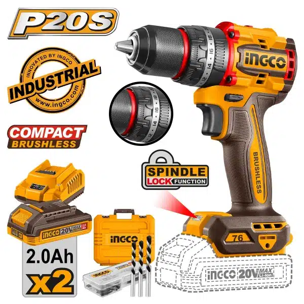 Κρουστικό Δραπανοκατσάβιδο 76Nm 20V-2x2.0Ah Li-ion Ingco