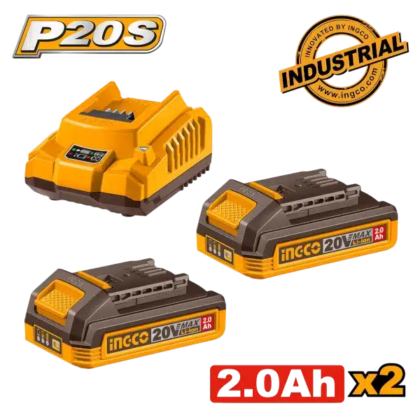 Σετ Μπαταρίες 20V 2τμχ. Με Φορτιστή 2.0A Ingco