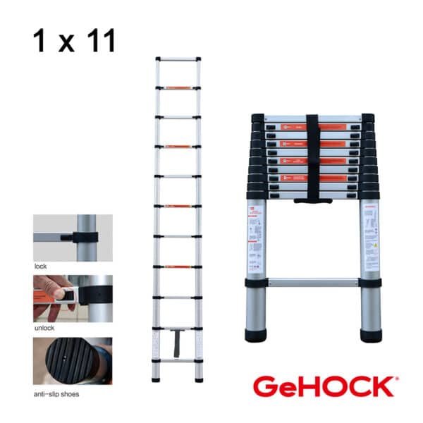 Τηλεσκοπική Σκάλα Αλουμινίου 11 Σκαλιών GeHOCK