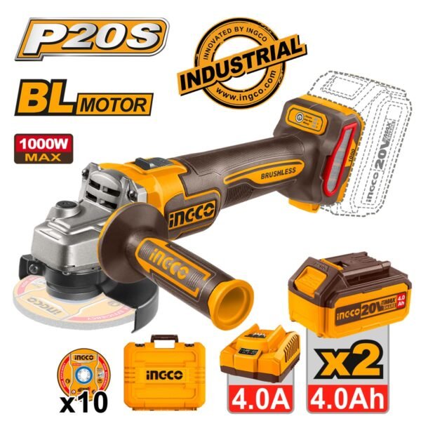 Γωνιακός Τροχός Μπαταρίας 115mm 20V Li-Ion Ingco