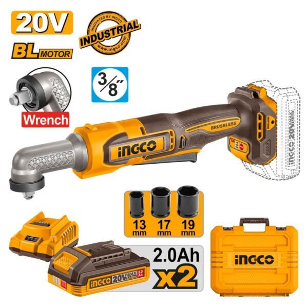 Μπουλονόκλειδο Γωνιακό 3/8" Μπαταρίας 20V Li-Ion 80Nm Ingco