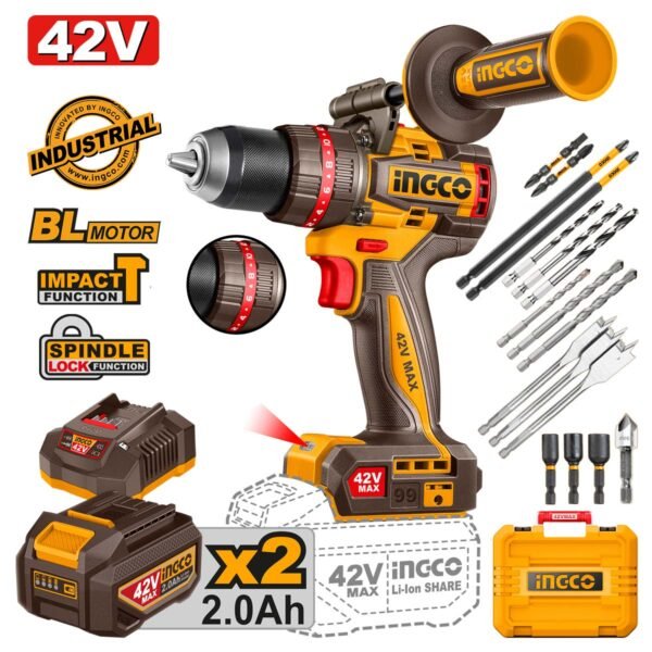 Κρουστικό Δραπανοκατσάβιδο Compact Μπαταρίας 42V Li-Ion 99Nm Ingco