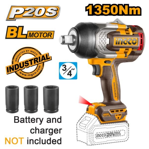 Κρουστικό Μπουλονόκλειδο Μπαταρίας 20V Li-Ion SOLO 1350-1900Nm Ingco