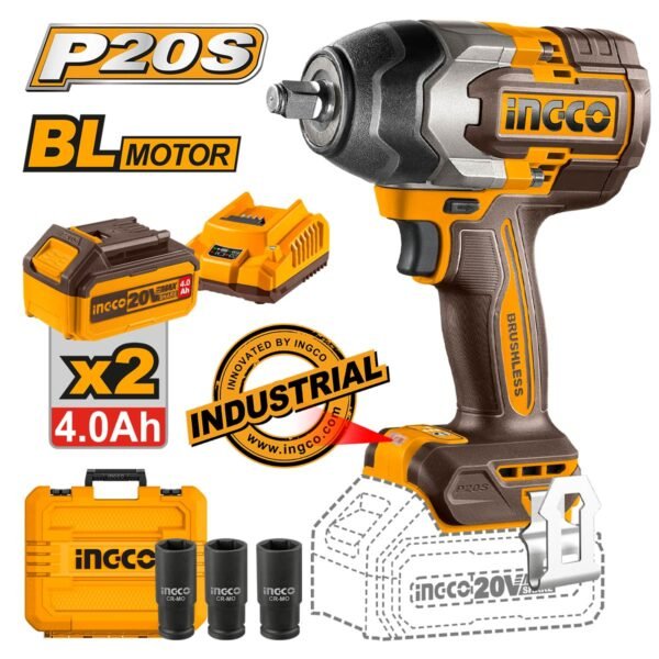 Μπουλονόκλειδο Κρουστικό Μπαταρίας 20V Li-Ion 850-1000Nm Ingco