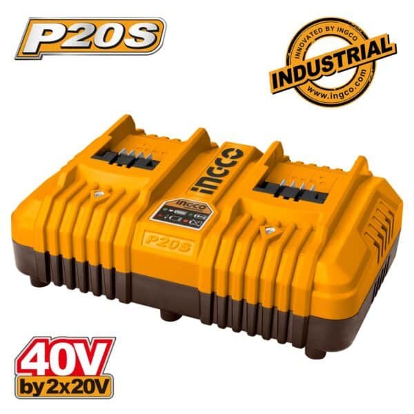 Ταχυφορτιστής 2 Θέσεων 2x20V 4A Ingco