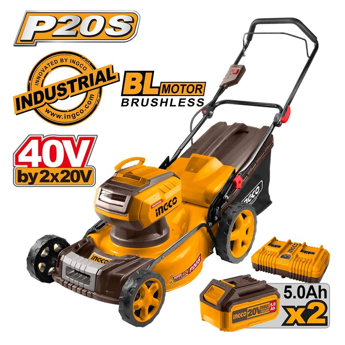 Μηχανή Γκαζόν Μπαταρίας 18" 2x20V Li-Ion Ingco