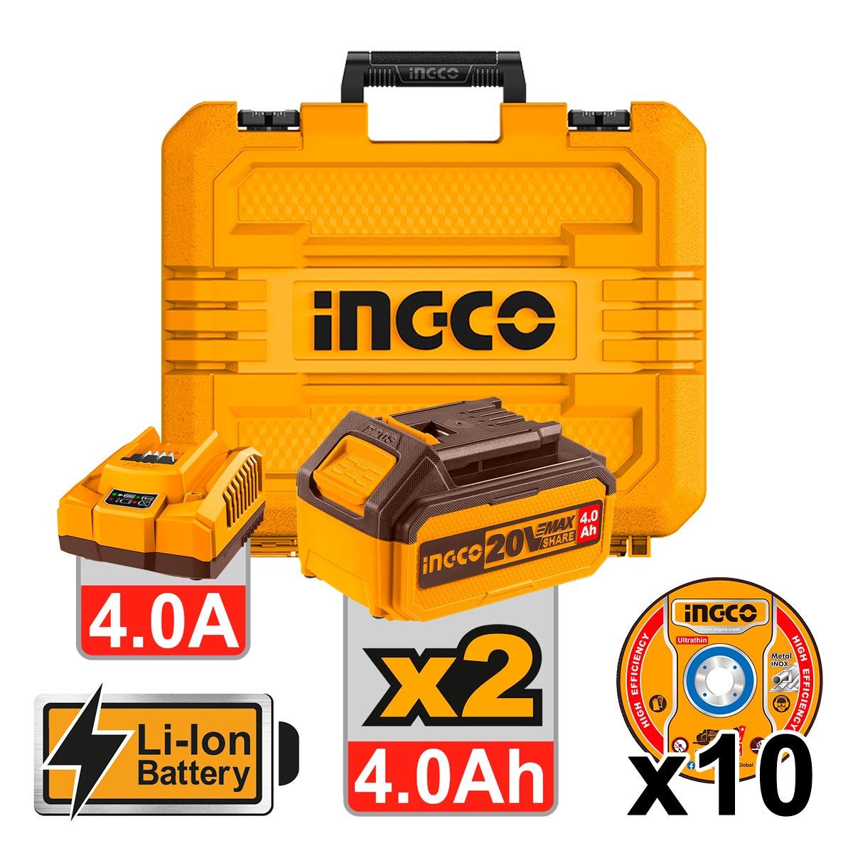 Γωνιακός Τροχός Μπαταρίας 115mm 20V Li-Ion Ingco - Image 3