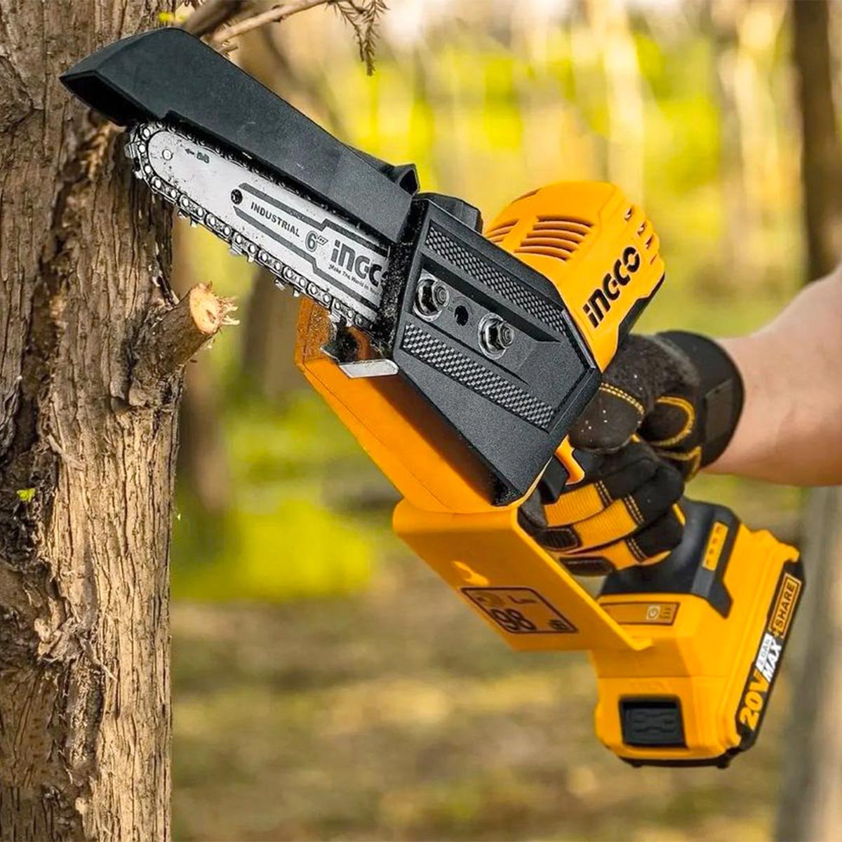 Μίνι Αλυσοπρίονο Μπαταρίας 20V Li-Ion με 6"/15cm Λάμα Ingco - Image 7