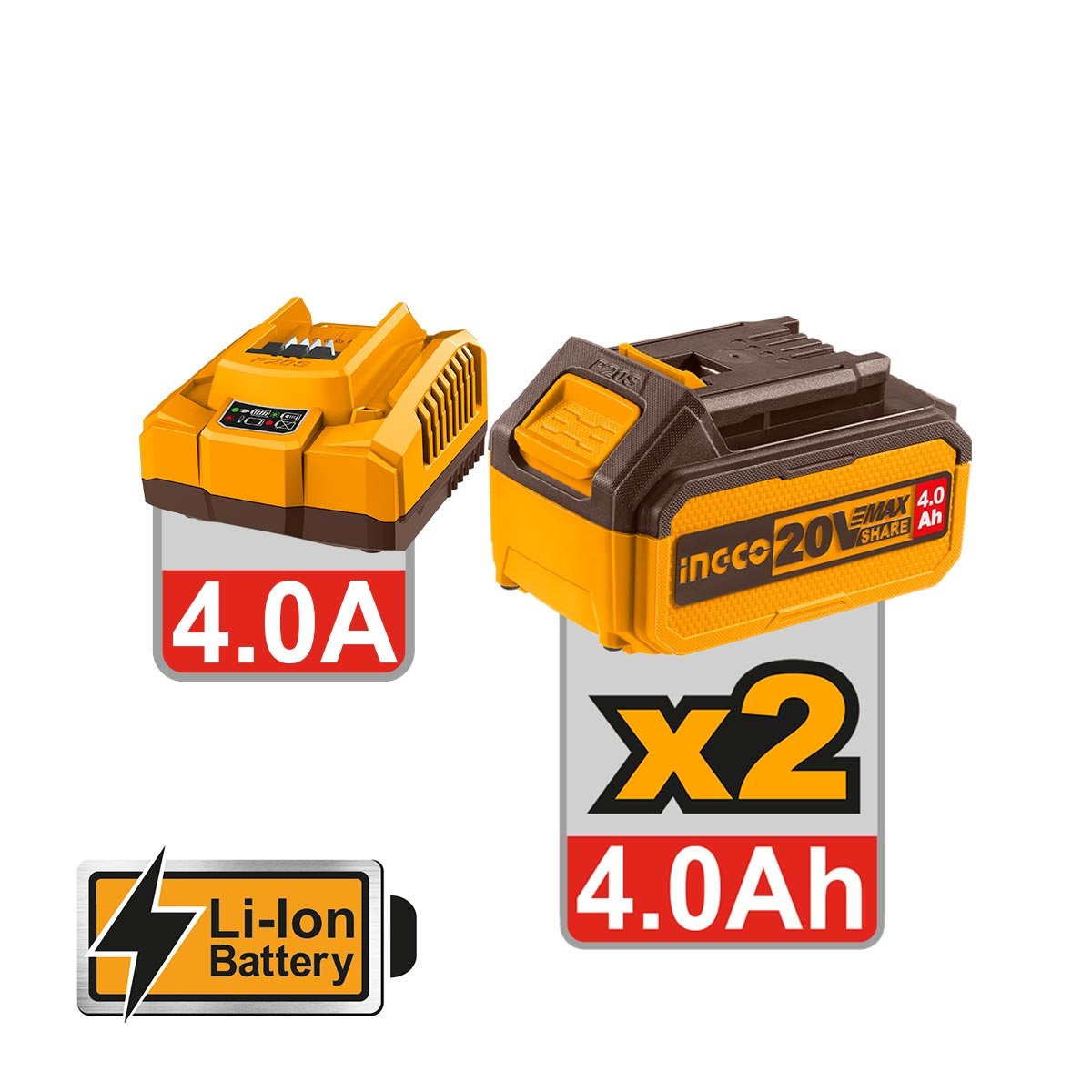 Μπουλονόκλειδο Κρουστικό Μπαταρίας 20V Li-Ion 850-1000Nm Ingco - Image 3