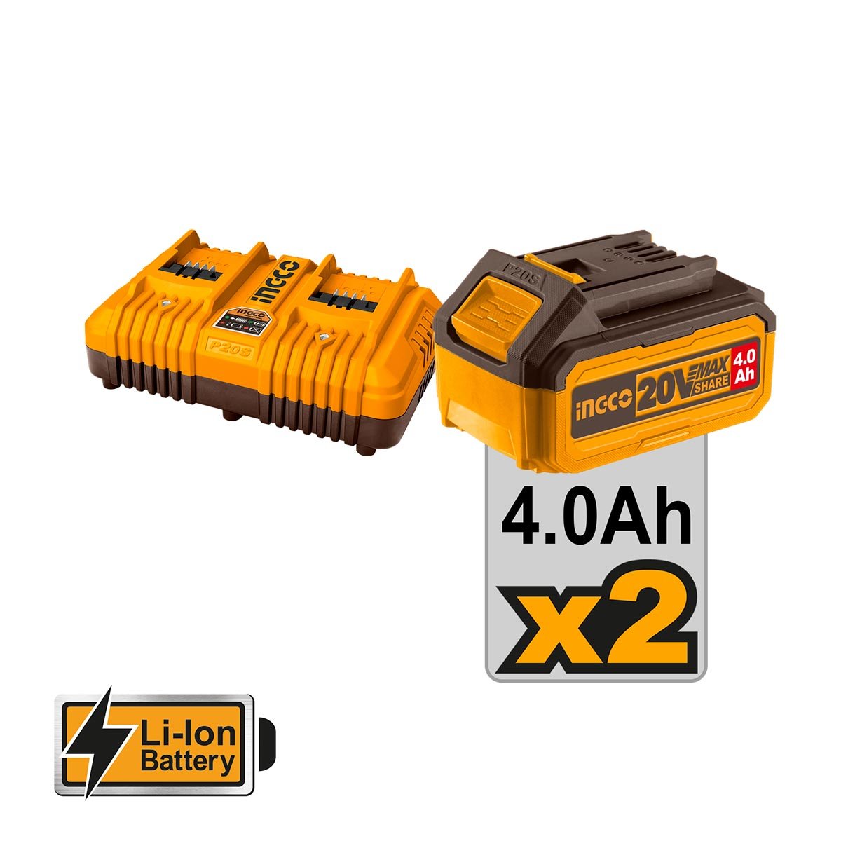Θαμνοκοπτικό Μηχάνημα Μπαταρίας 2x20V Li-Ion Ingco - Image 4