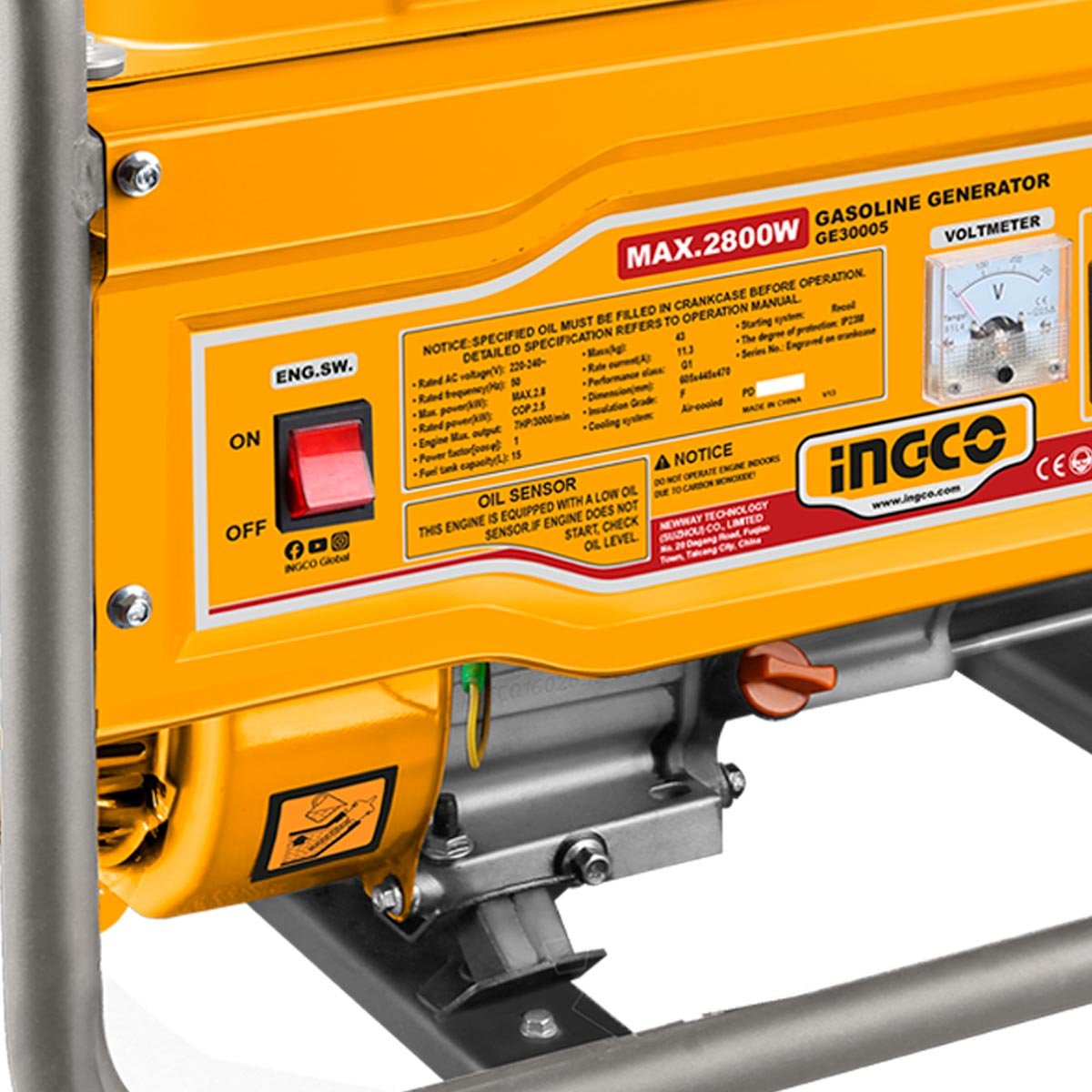 Γεννήτρια Βενζίνης με Σταθεροποιητή AVR 2.8kW 3.5kVA 7HP Ingco - Image 3