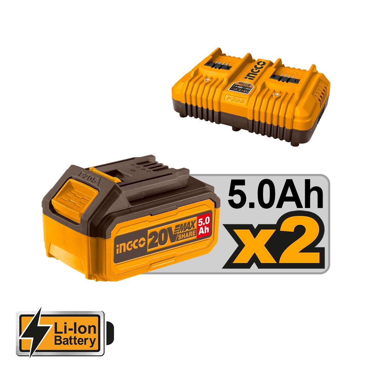 Μηχανή Γκαζόν Μπαταρίας 18" 2x20V Li-Ion Ingco - Image 3