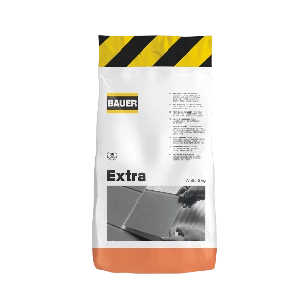 Κόλλα Πλακιδίων Extra Λευκή E22 5Kg Bauer